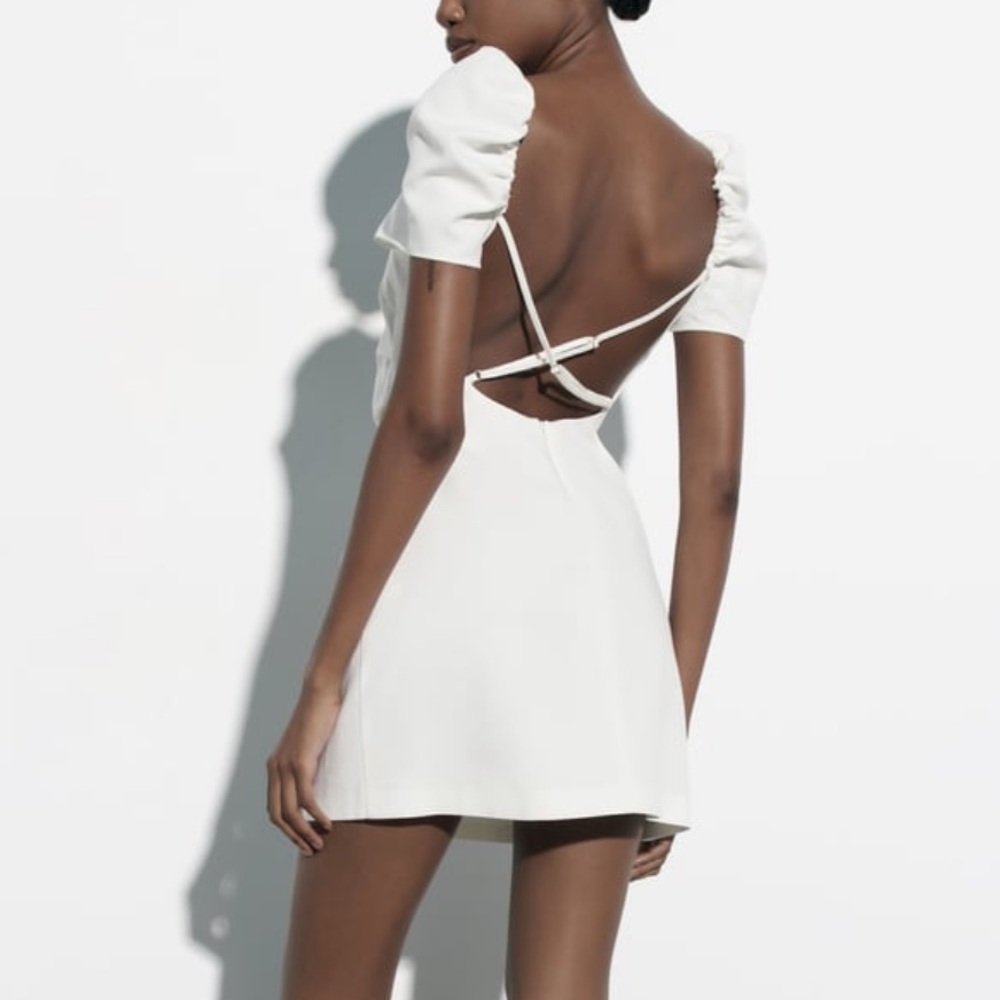 Zara Linen Blend Dress in White